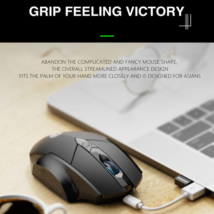 Inphic A1 6 Keys 1000/1200/1600 DPI Home Gaming Wireless Mechanical Mouse, Colour: Gray Wireless+Bluetooth 4.0+Bluetooth 5.0