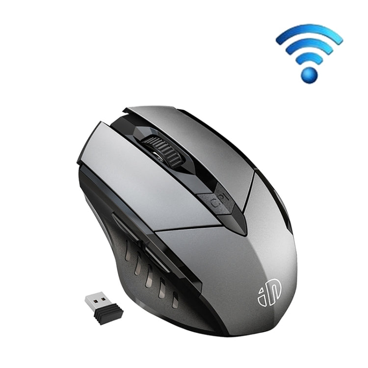 Inphic A1 6 Keys 1000/1200/1600 DPI Home Gaming Wireless Mechanical Mouse, Colour: Gray Wireless+Bluetooth 4.0+Bluetooth 5.0