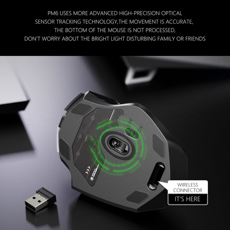 Inphic A1 6 Keys 1000/1200/1600 DPI Home Gaming Wireless Mechanical Mouse, Colour: Gray Wireless+Bluetooth 4.0+Bluetooth 5.0