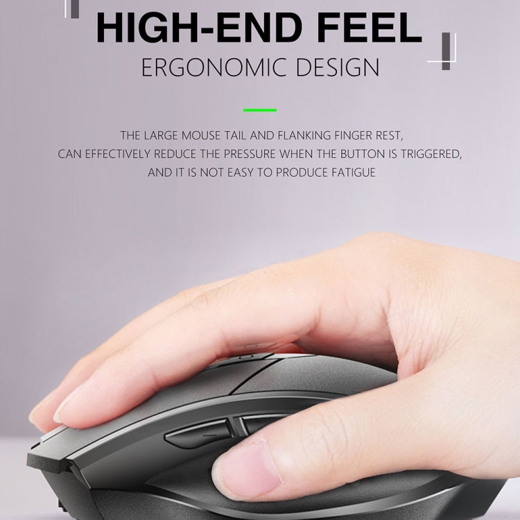 Inphic A1 6 Keys 1000/1200/1600 DPI Home Gaming Wireless Mechanical Mouse, Colour: Gray Wireless+Bluetooth 4.0+Bluetooth 5.0