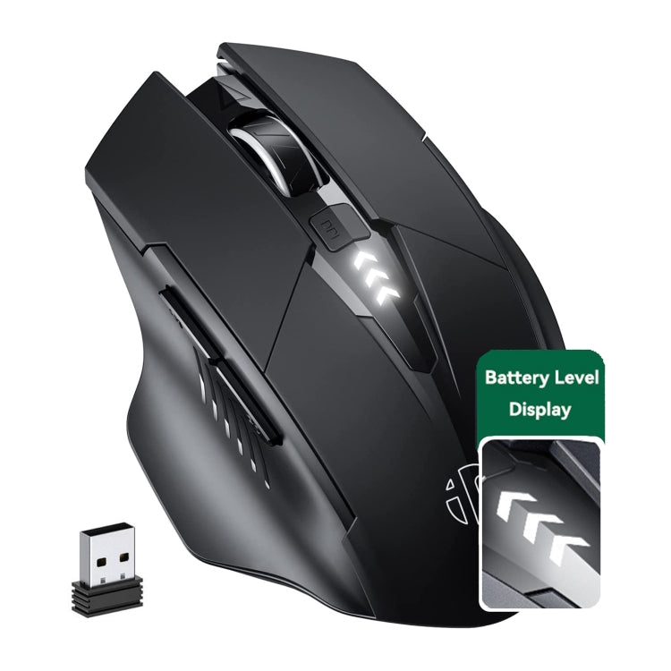 Inphic A1 6 Keys 1000/1200/1600 DPI Home Gaming Wireless Mechanical Mouse, Colour: Gray Wireless+Bluetooth 4.0+Bluetooth 5.0