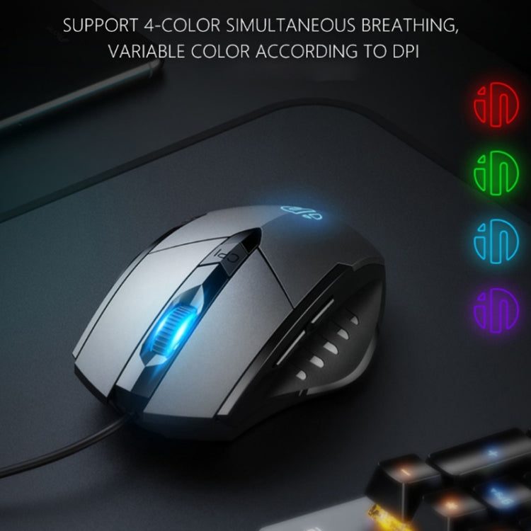 Inphic PW1 Game Mute Macro Definition Illuminated Wired Mouse, Cable Length: 1.5m