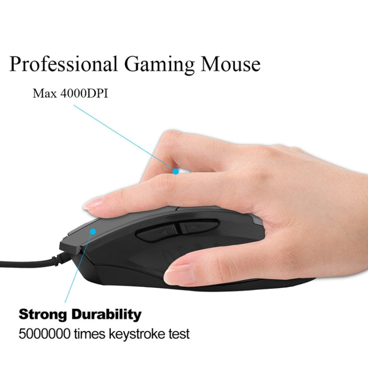 Inphic PW1 Game Mute Macro Definition Illuminated Wired Mouse, Cable Length: 1.5m