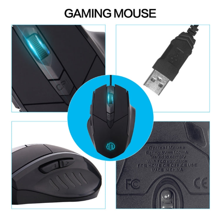 Inphic PW1 Game Mute Macro Definition Illuminated Wired Mouse, Cable Length: 1.5m