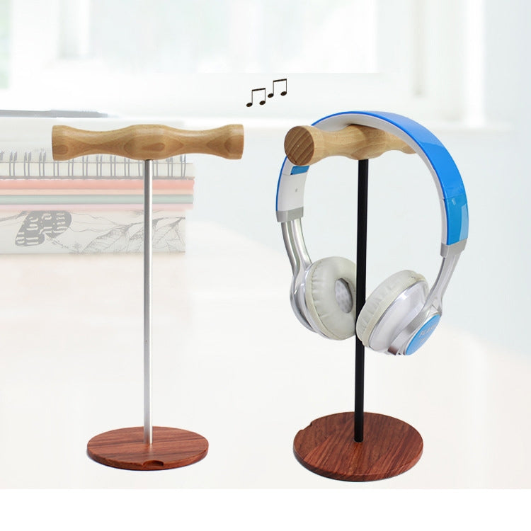 Creative Metal Rod Wooden Head-mounted Headphone Stand Display Holder