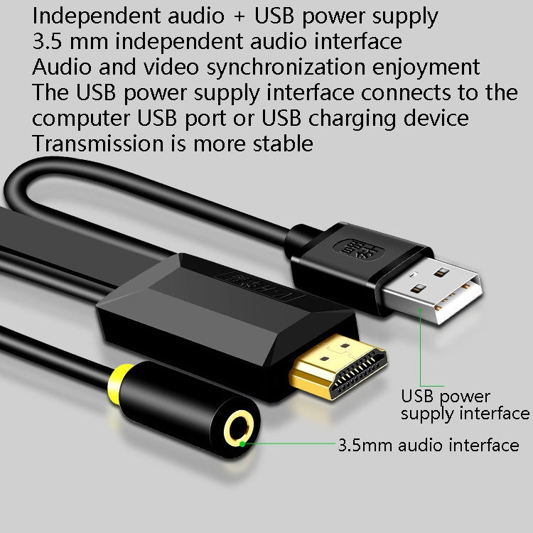 JH HV10 1080P HDMI to VGA Cable Projector TV Box Computer Notebook Industrial Display Adapter Cable