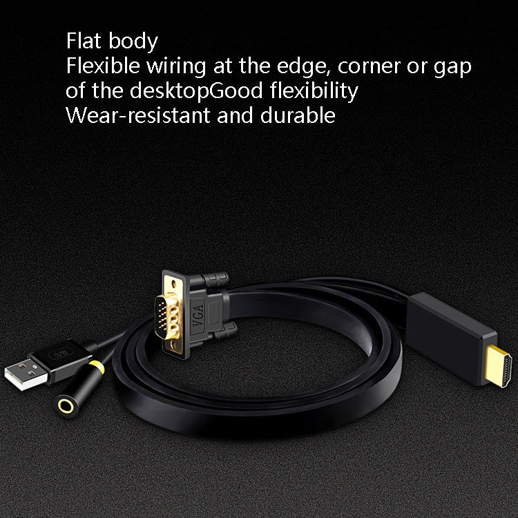 JH HV10 1080P HDMI to VGA Cable Projector TV Box Computer Notebook Industrial Display Adapter Cable