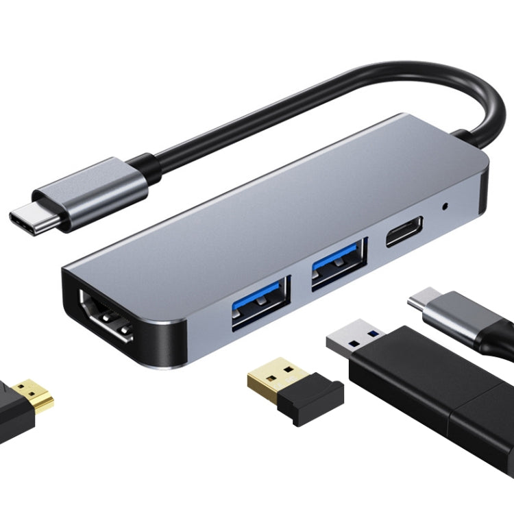 BYL-2011 4 In 1 USB-C / Type-C To 4K HDMI + USB 3.0 + USB 2.0 + PD USB-C / Type-C Charging Ports Multifunctional HUB Docking Station