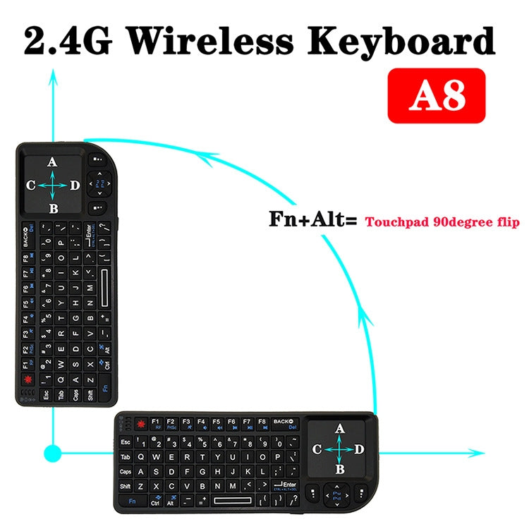 A8 Mini Wireless Mouse And Keyboard With Laser Touchpad Keyboard