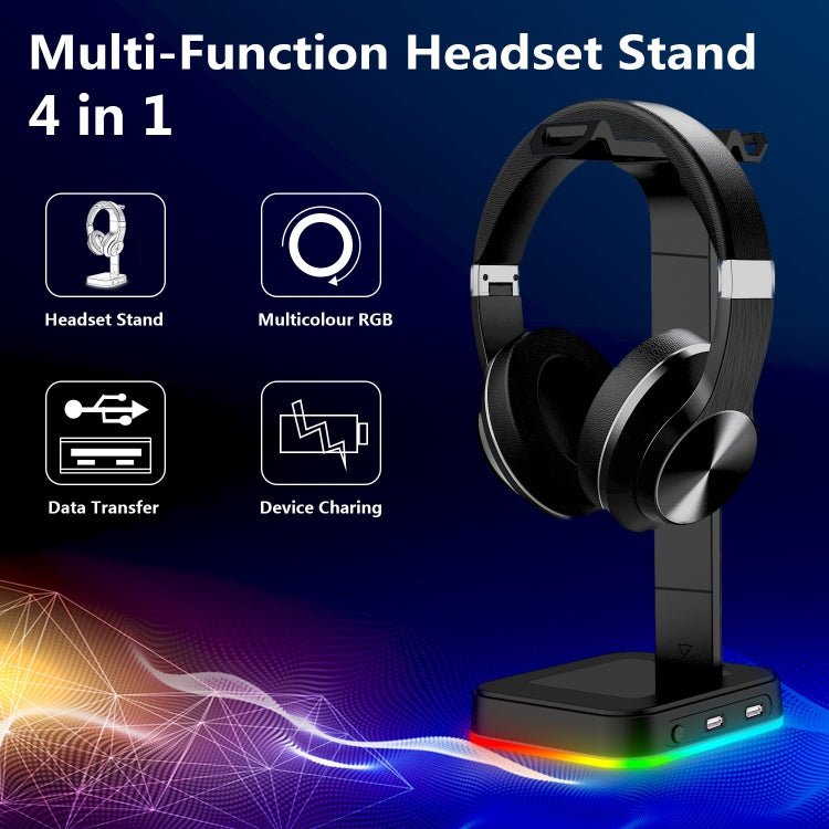 RGBD9 RGB Headset Stand Color-Changing Gaming Headset Stand Gaming Headset Display Stand with Dual USB Ports