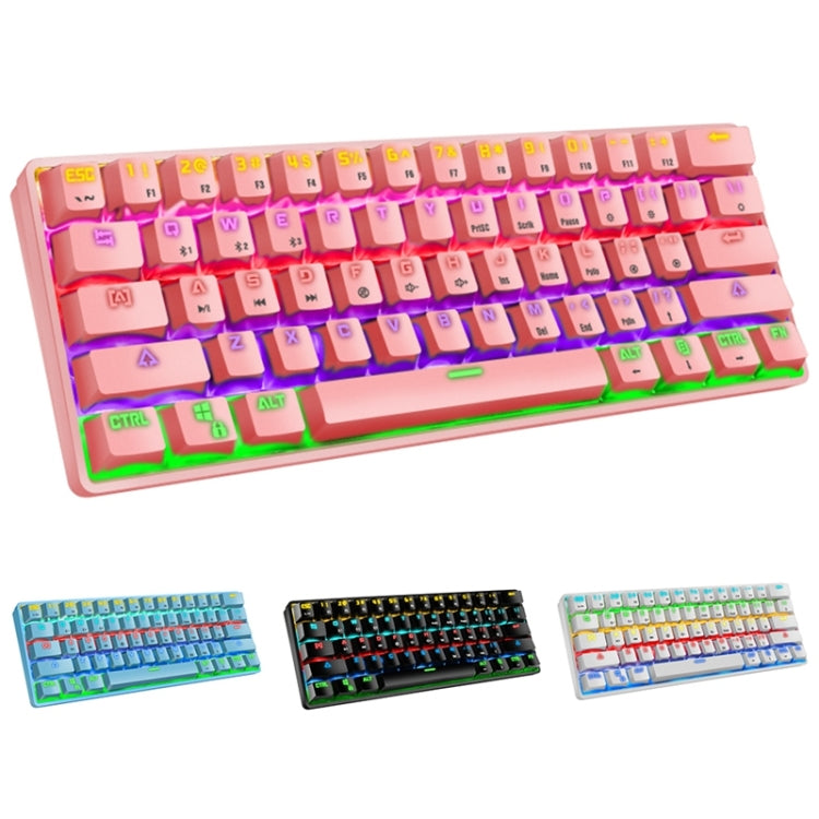 LEAVEN K28 61 Keys Gaming Office Computer RGB Wireless Bluetooth + Wired Dual Mode Mechanical Keyboard, Cabel Length:1.5m