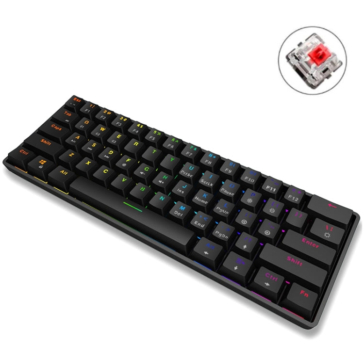 LEAVEN K28 61 Keys Gaming Office Computer RGB Wireless Bluetooth + Wired Dual Mode Mechanical Keyboard, Cabel Length:1.5m