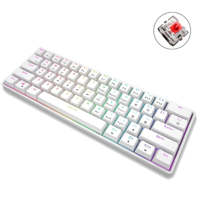 LEAVEN K28 61 Keys Gaming Office Computer RGB Wireless Bluetooth + Wired Dual Mode Mechanical Keyboard, Cabel Length:1.5m