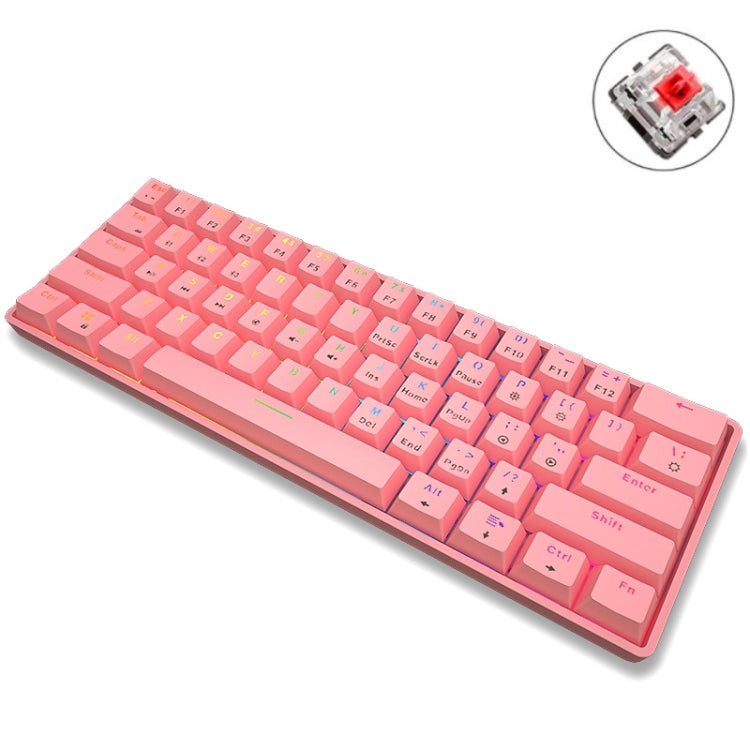 LEAVEN K28 61 Keys Gaming Office Computer RGB Wireless Bluetooth + Wired Dual Mode Mechanical Keyboard, Cabel Length:1.5m