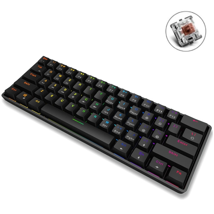 LEAVEN K28 61 Keys Gaming Office Computer RGB Wireless Bluetooth + Wired Dual Mode Mechanical Keyboard, Cabel Length:1.5m