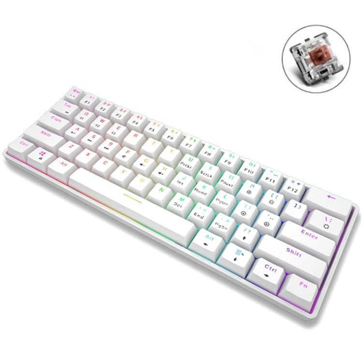 LEAVEN K28 61 Keys Gaming Office Computer RGB Wireless Bluetooth + Wired Dual Mode Mechanical Keyboard, Cabel Length:1.5m