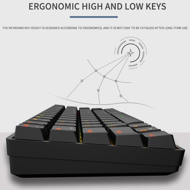 LEAVEN K28 61 Keys Gaming Office Computer RGB Wireless Bluetooth + Wired Dual Mode Mechanical Keyboard, Cabel Length:1.5m