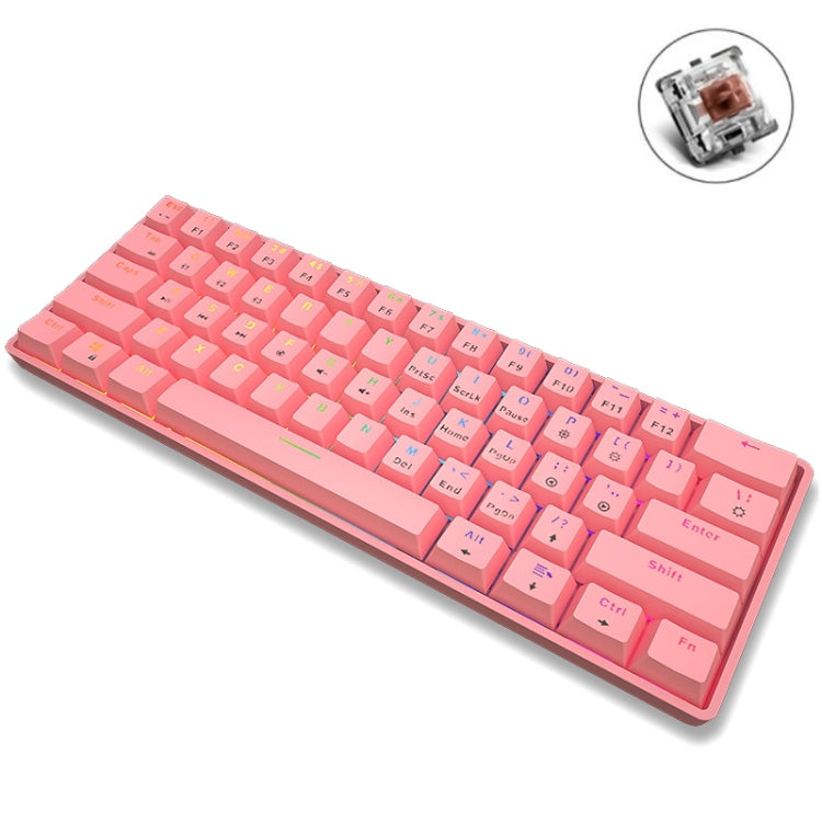 LEAVEN K28 61 Keys Gaming Office Computer RGB Wireless Bluetooth + Wired Dual Mode Mechanical Keyboard, Cabel Length:1.5m