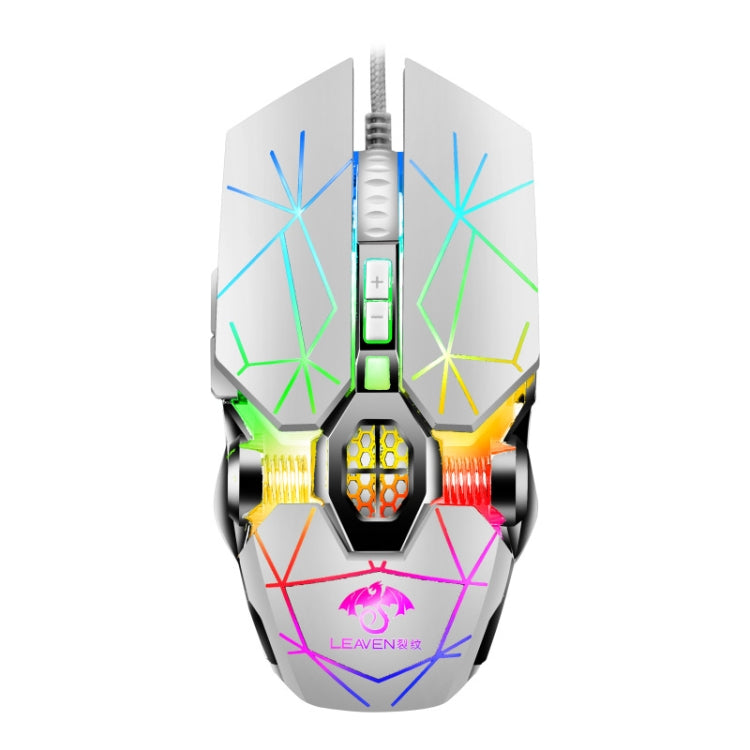 LEAVEN 7 Keys 4000DPI USB Wired Computer Office Luminous RGB Mechanical Gaming Mouse, Cabel Length:1.5m