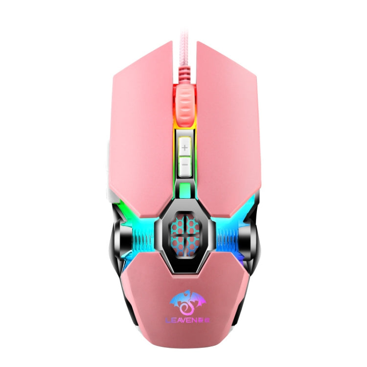 LEAVEN 7 Keys 4000DPI USB Wired Computer Office Luminous RGB Mechanical Gaming Mouse, Cabel Length:1.5m