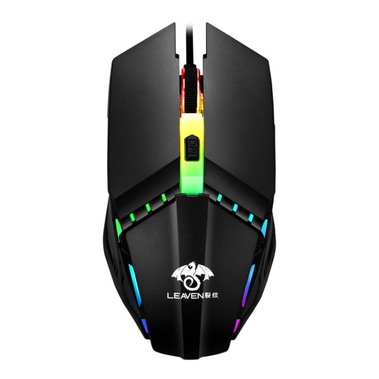 LEAVEN 7 Keys 4000DPI USB Wired Computer Office Luminous RGB Mechanical Gaming Mouse, Cabel Length:1.5m