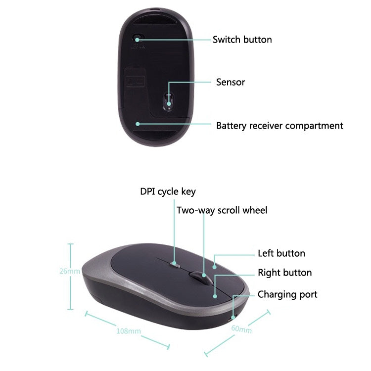 M030 4 Keys 1600DPI Laptop Office Mute Mouse, Style: