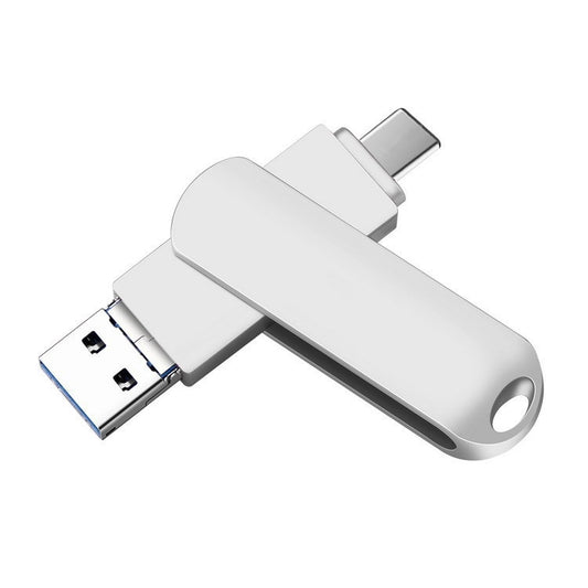 USB 3.0 + 8 Pin + USB-C / Type-C 3 in 1 Phone Computer Rotatable Metal U-Disk