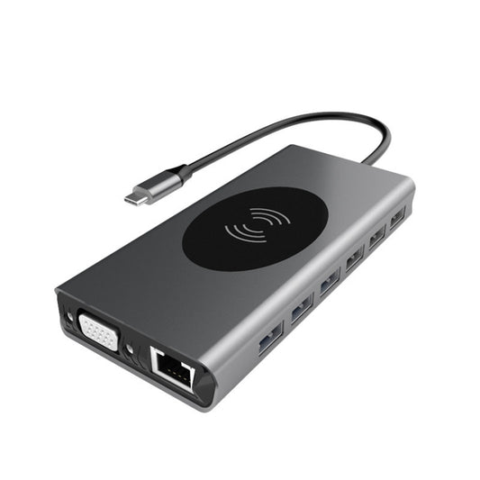 BX15W USB HUB Type-C Docking Station with Wireless Charge Function