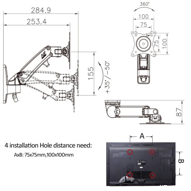 NORTH BAYOU Universal Telescopic Rotating Lifting Monitor Bracket, Model: