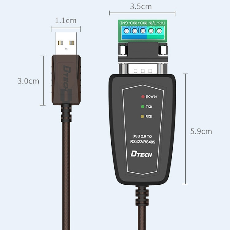 DTECH DT-5019 USB to RS485 / RS422 Conversion Cable, FT232 Chip, Length: