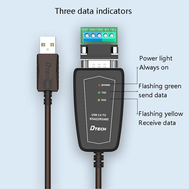 DTECH DT-5019 USB to RS485 / RS422 Conversion Cable, FT232 Chip, Length: