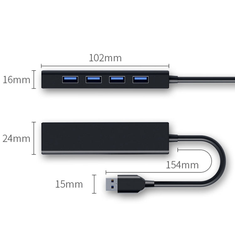 4 X USB 2.0 Ports HUB Converter, Cable Length: 15cm,Style：