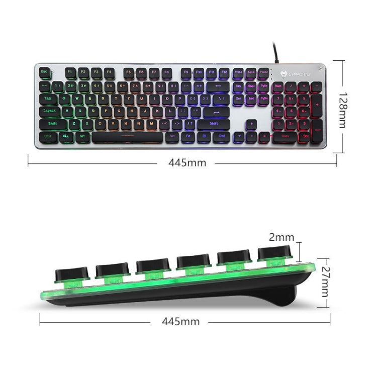 LANGTU L1 104 Keys USB Home Office Film Luminous Wired Keyboard, Cable Length:1.6m