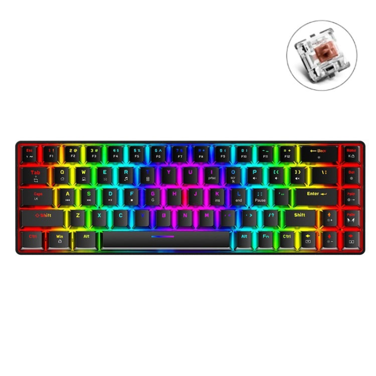 ZIYOU LANG T8 68 Keys RGB Luminous Gaming Mechanical Keyboard, Cable Length:1.6m