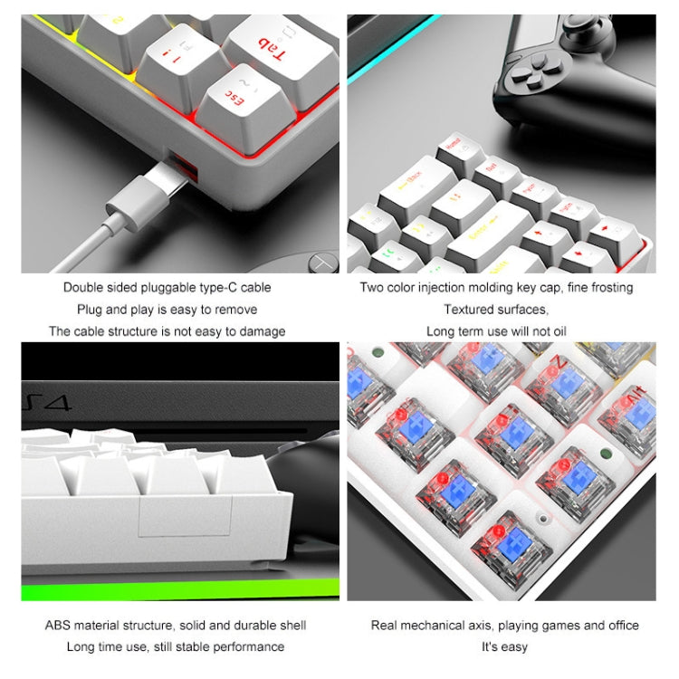 ZIYOU LANG T8 68 Keys RGB Luminous Gaming Mechanical Keyboard, Cable Length:1.6m