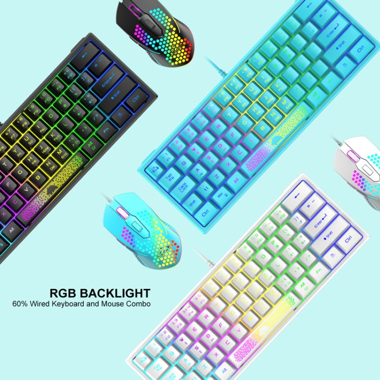 ZIYOU LANG K61 62 Keys RGB Lighting Mini Gaming Wired Keyboard, Cable Length:1.5m