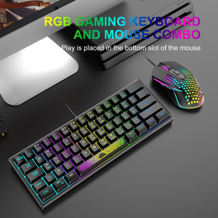 ZIYOU LANG K61 62 Keys RGB Lighting Mini Gaming Wired Keyboard, Cable Length:1.5m