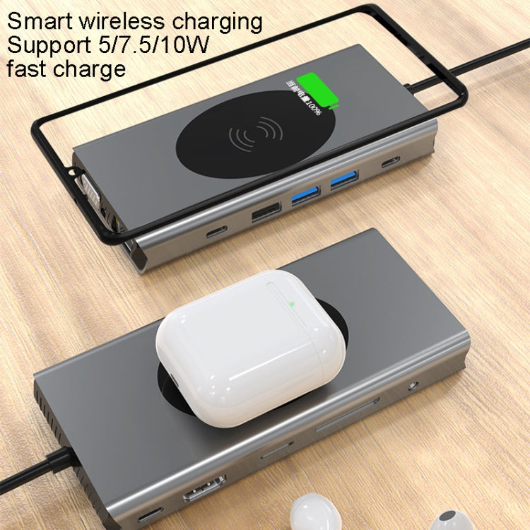 BX13V 13 In 1 Type-C Docking Station Wireless Charging Hub