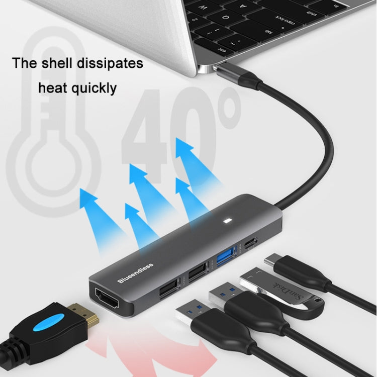 Blueendless Type-C+USB 3.0/2.0+HDMI4K HUB, Specification: