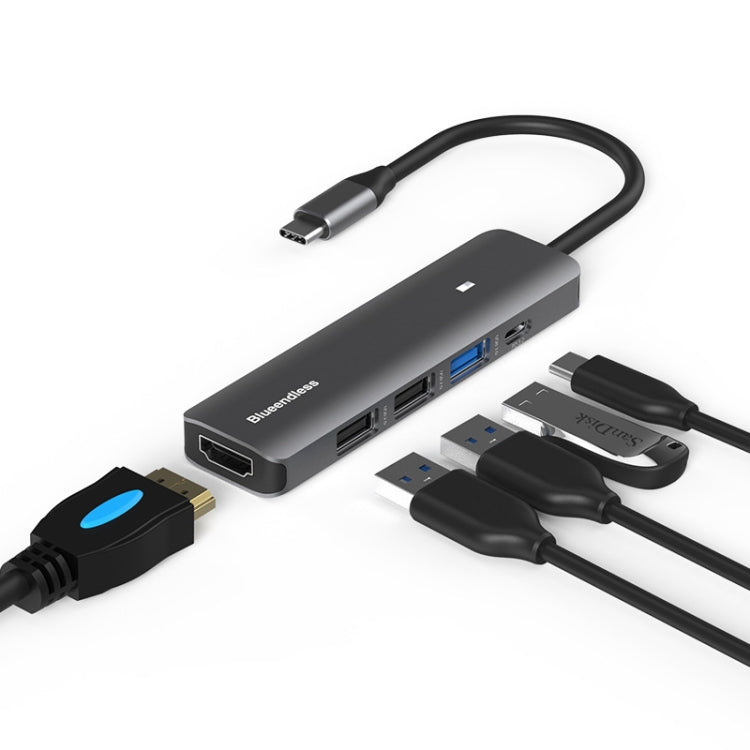 Blueendless Type-C+USB 3.0/2.0+HDMI4K HUB, Specification: