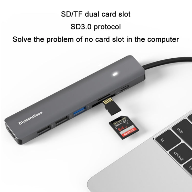 Blueendless Type-C+USB 3.0/2.0+HDMI4K HUB, Specification: