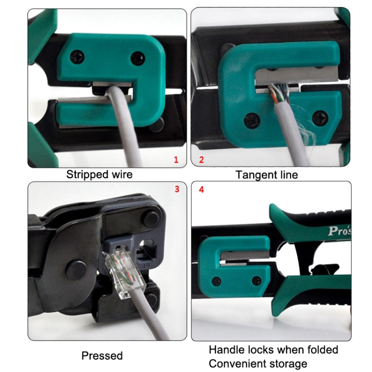 ProsKit Dual-purpose 6/8P Iron Handle Network Ratchet Crimping Plier