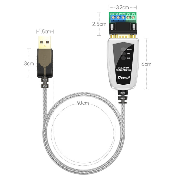 DTECH DT-5119 0.5m USB To RS485/422 Industrial Converter Serial Line Communication Adapter