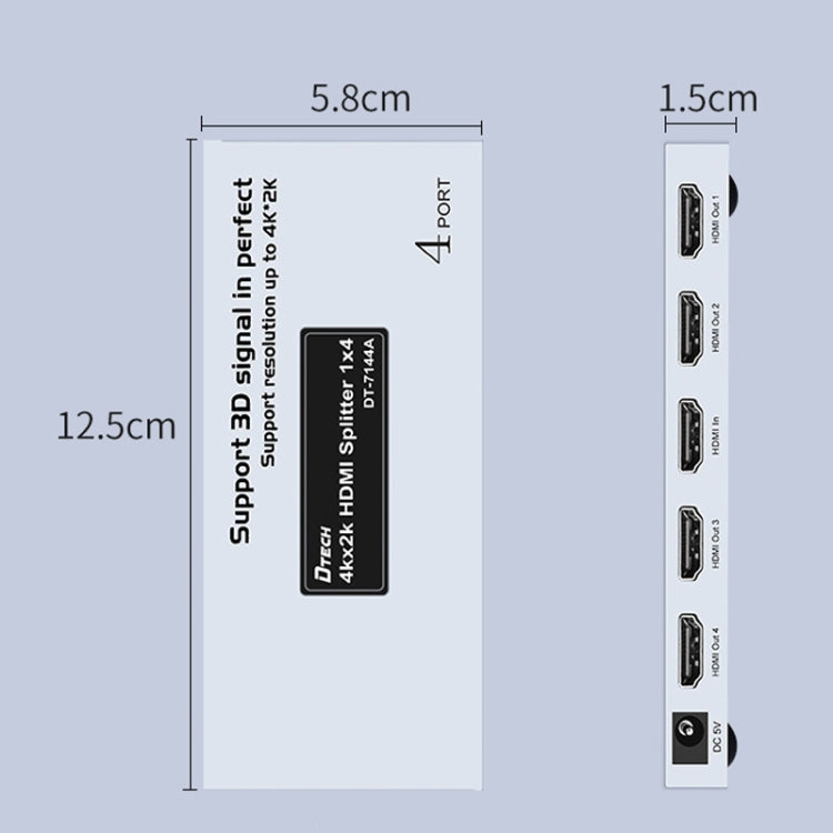 DTECH DT-7144A HDMI 2.0 1 In 4 Out 4K X 2K HD Video Splitter, CN Plug