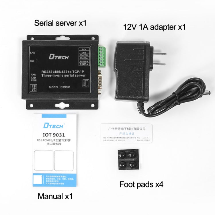 DTECH IOT9031 RS232/485/422 To TCP 3 In 1 Serial Server, CN Plug