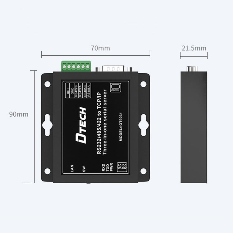 DTECH IOT9031 RS232/485/422 To TCP 3 In 1 Serial Server, CN Plug