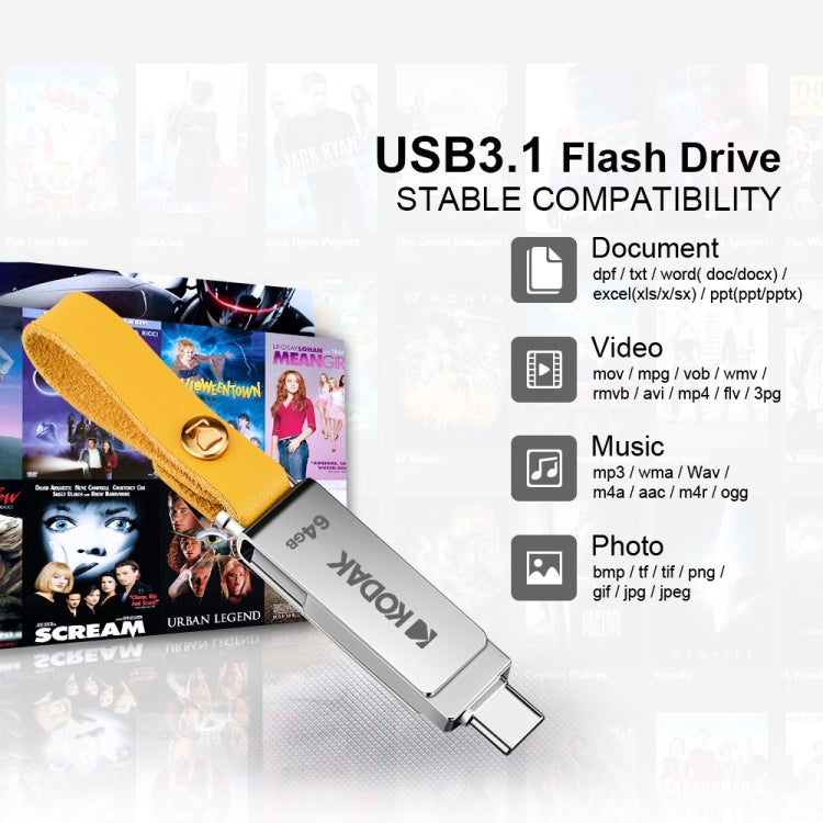 Kodak K243C 2 In 1 Type-C/USB-C + USB3.1 High-speed Transfer U disk