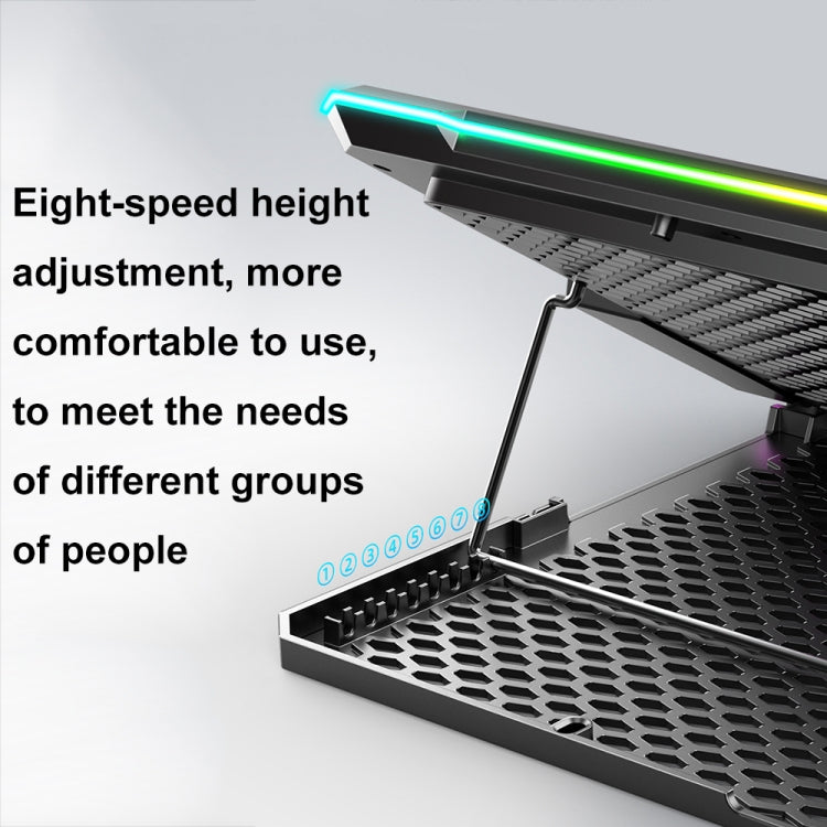 ICE COOREL K15 6-Fans Adjustable LCD Screen Laptop Stand Radiator With RGB Atmosphere Light