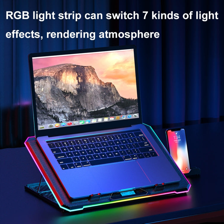 ICE COOREL K15 6-Fans Adjustable LCD Screen Laptop Stand Radiator With RGB Atmosphere Light