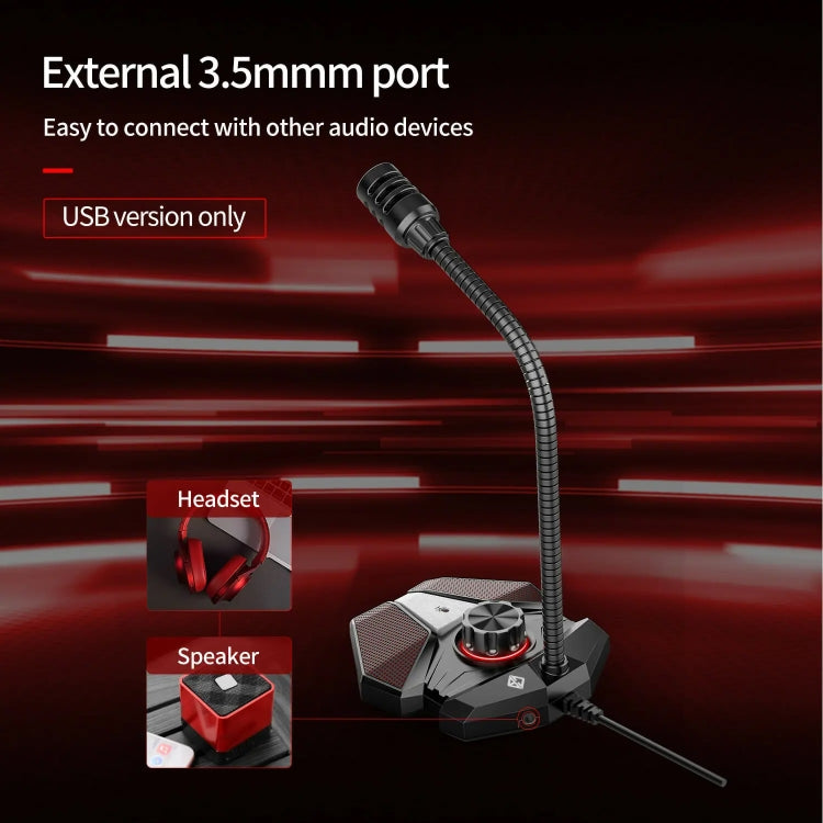 JK Omni-directional Pick-up Microphone Built-in Sound Card  Flexible Gaming Mic